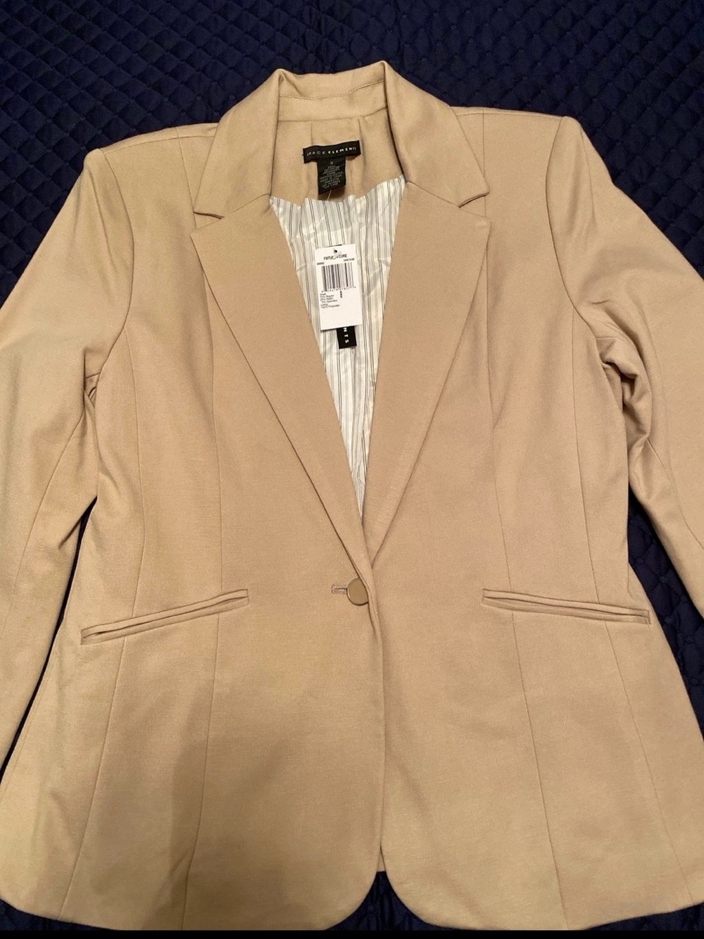 Grace Elements Beige Tailored Blazer - Single Button Women's Jacket